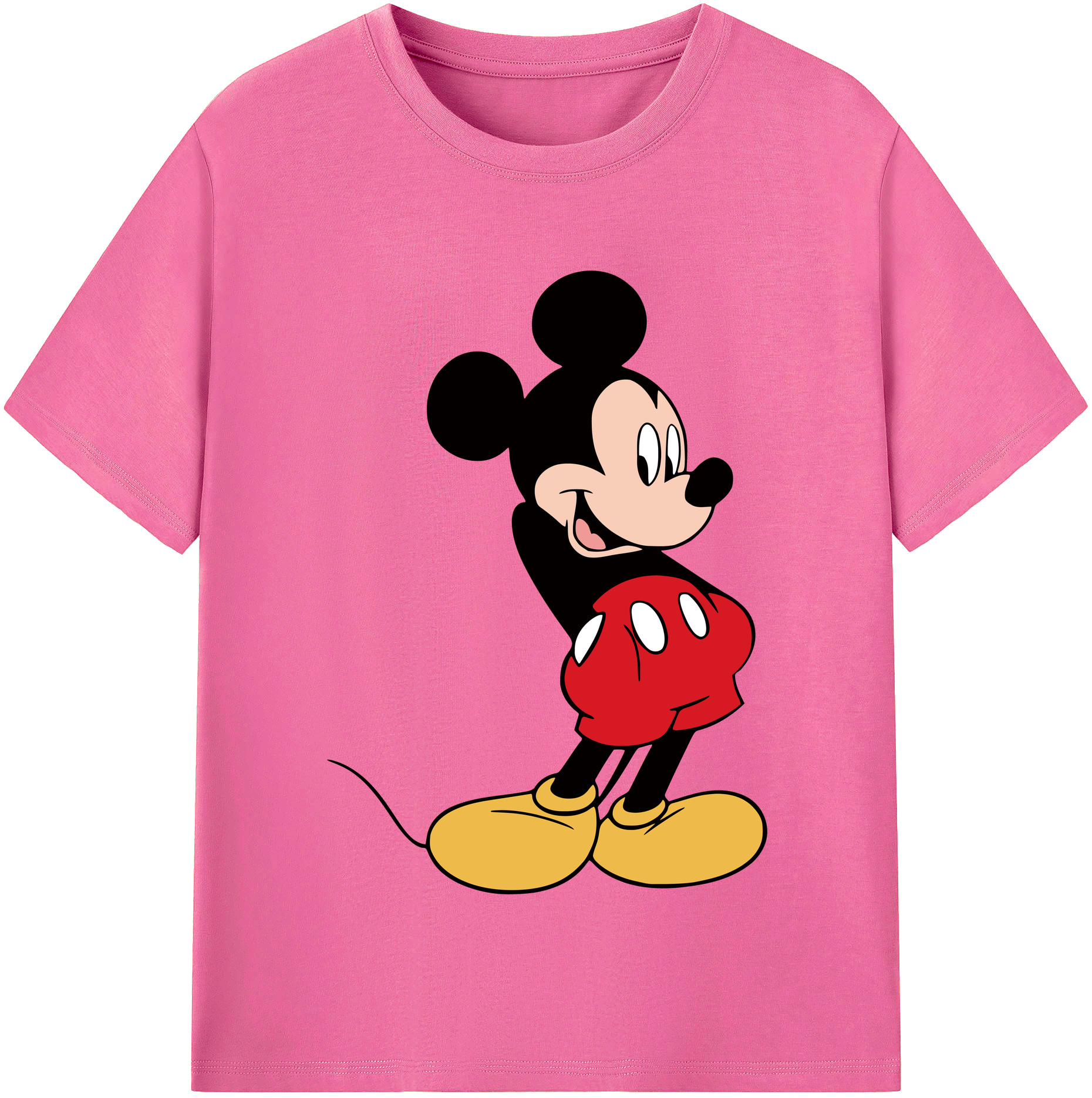 （画像用） ミッキーマウス Mickey Mouse レディースカジュアルプリントTシャツ（綿100％）